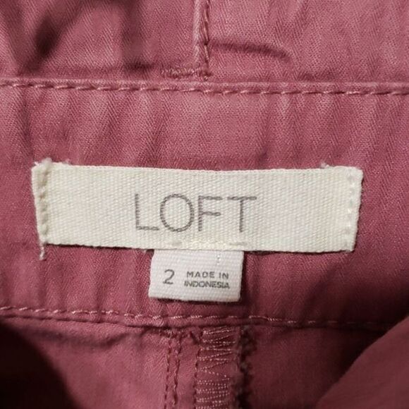 Loft.  Pleated Dusty Pink Shorts; 4 Cargo Pockets; Cinched Belt. Size 2. EUC - Picture 6 of 10